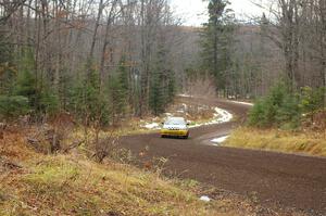 Jaroslaw Sozanski / Kazimierz Pudelek head uphill through the first curves of Herman, SS1, in their Subaru Impreza.