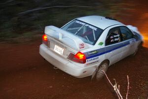 Chris Gilligan / Joe Petersen Mitsubishi Lancer Evo IV at the final corner of SS3, Echo Lake 1.