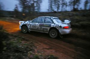 Dave Anton / Robbie Durant Subaru Impreza at the final corner of SS3, Echo Lake 1.