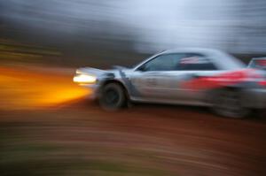 Robert Borowicz / Mariusz Borowicz at speed through the final corner of SS3, Echo Lake 1, in their Subaru WRX STi.