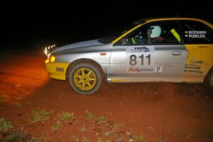 Jaroslaw Sozanski / Kazimierz Pudelek through the final uphill left on Echo Lake1, SS3, in their Subaru Impreza.