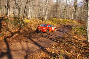 Matthew Johnson / Kim DeMotte at the final corner of Gratiot Lake 1, SS8, in their Subaru WRX.