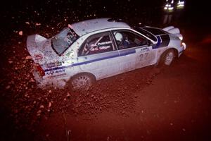 The Chris Gillgan / Joe Petersen Mitsubishi Evo IV goes through an uphill left near the finish of Echo Lake 2.