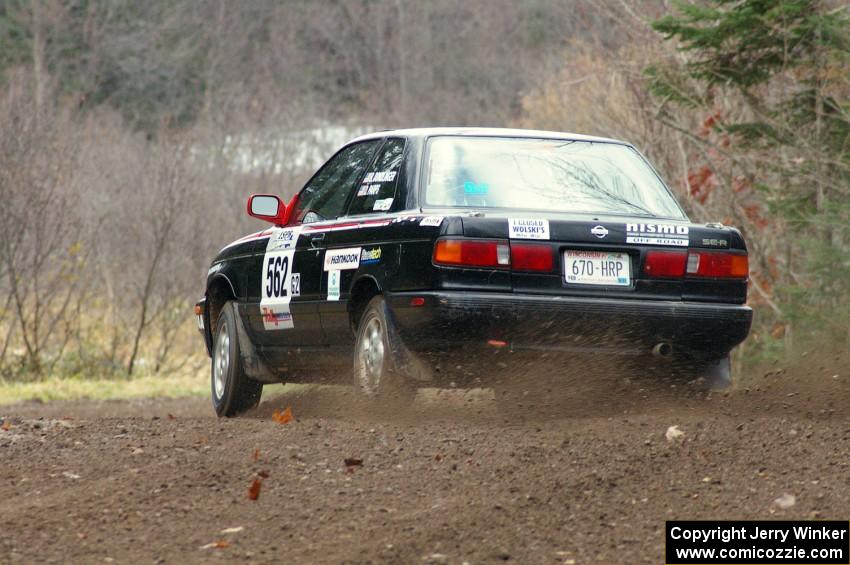 Brian Dondlinger / Dave Parps drift through a hard-left in their Nissan Sentra SE-R near the start of SS1, Herman.