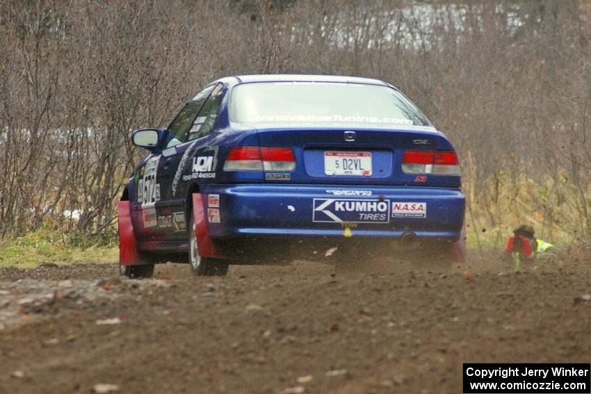 James Robinson / Andrew Jessup kicks the back end around through a left-hander on Herman, SS1, in their Honda Civic Si.