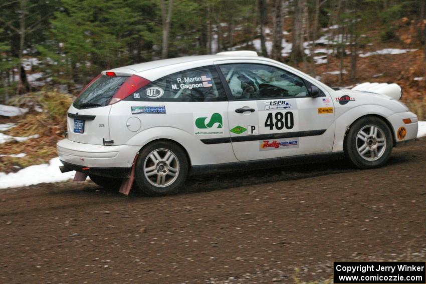 Mike Gagnon / Bob Martin head through the opening uphill section of SS1, Herman, in their Ford Focus ZX3.