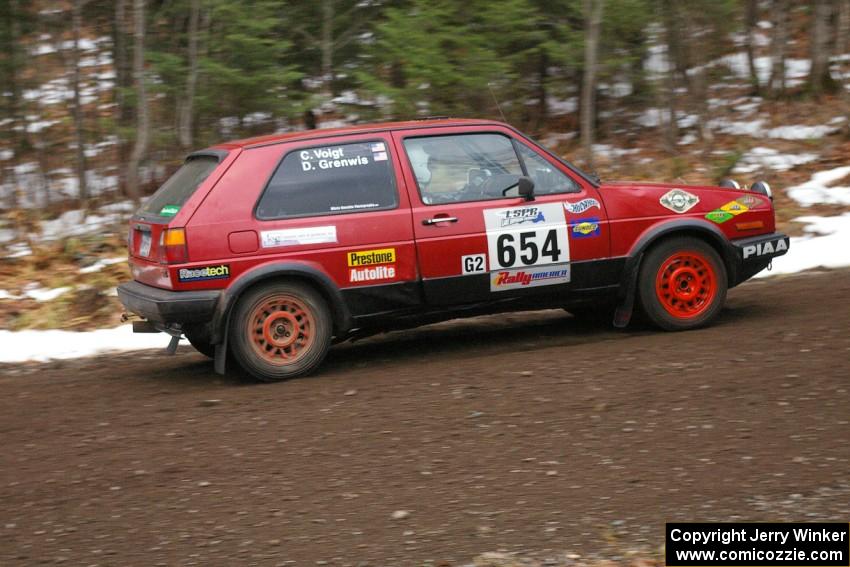 Dave Grenwis / Dan Goldman head uphill near the start of Herman, SS1, in their VW GTI.