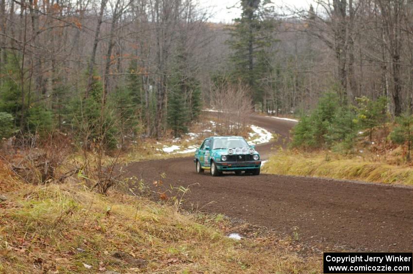 Miles Bothee / Ben Slocum head uphill through the first corners of SS1 in their VW Jetta.