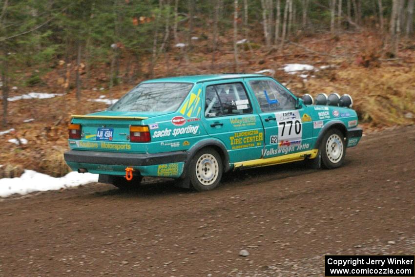 Miles Bothee / Ben Slocum head uphill on SS1 in their VW Jetta.