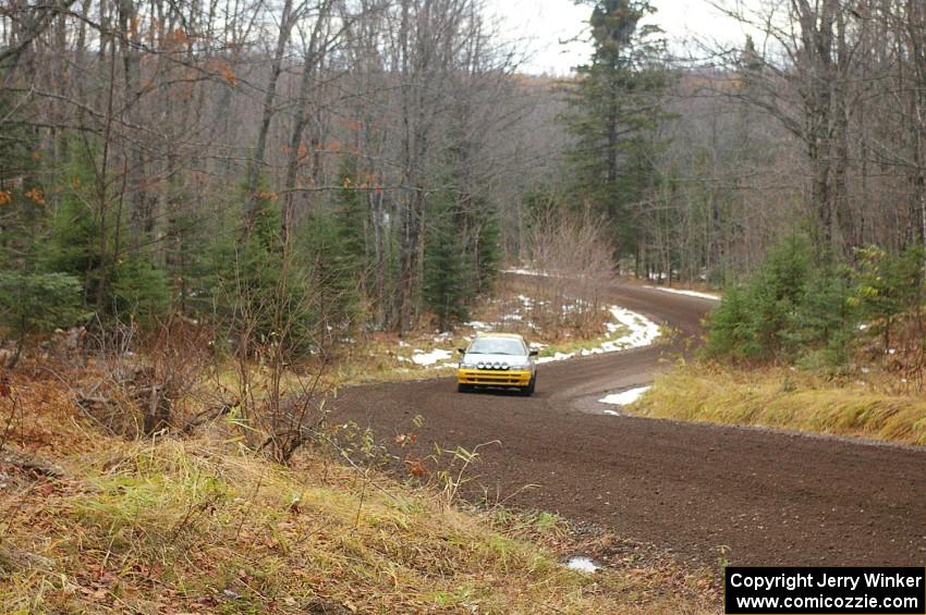 Jaroslaw Sozanski / Kazimierz Pudelek head uphill through the first curves of Herman, SS1, in their Subaru Impreza.