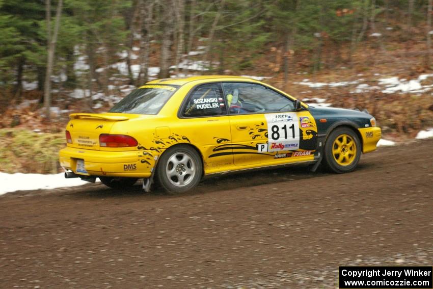 Jaroslaw Sozanski / Kazimierz Pudelek head uphill on Herman, SS1, in the ex-Jamie Thomas Subaru Impreza.