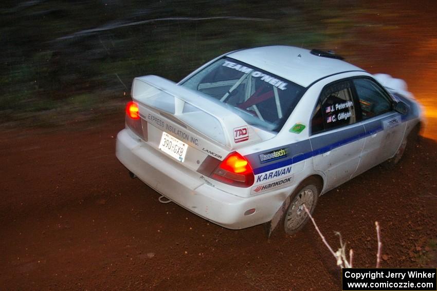 Chris Gilligan / Joe Petersen Mitsubishi Lancer Evo IV at the final corner of SS3, Echo Lake 1.