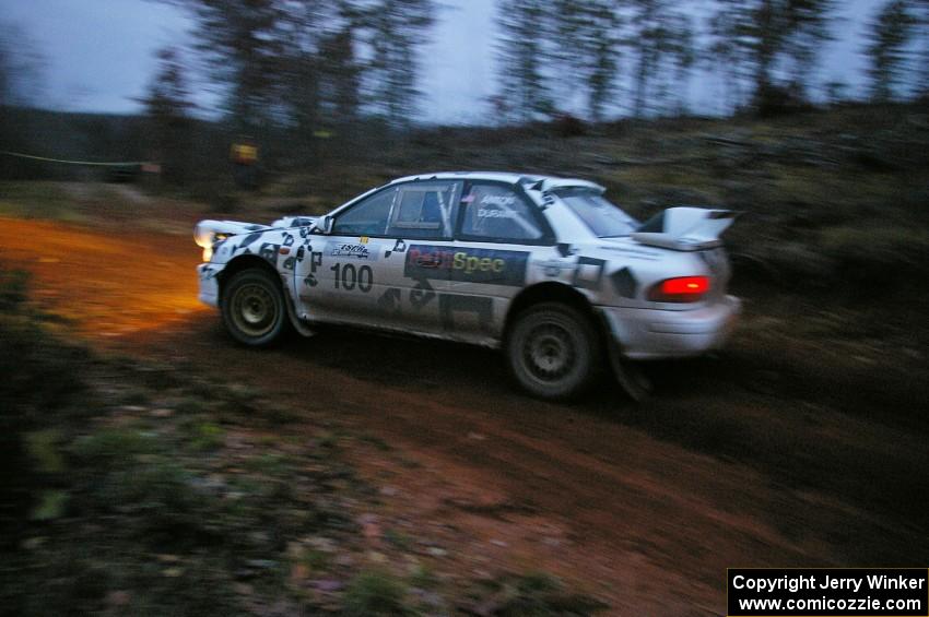 Dave Anton / Robbie Durant Subaru Impreza at the final corner of SS3, Echo Lake 1.