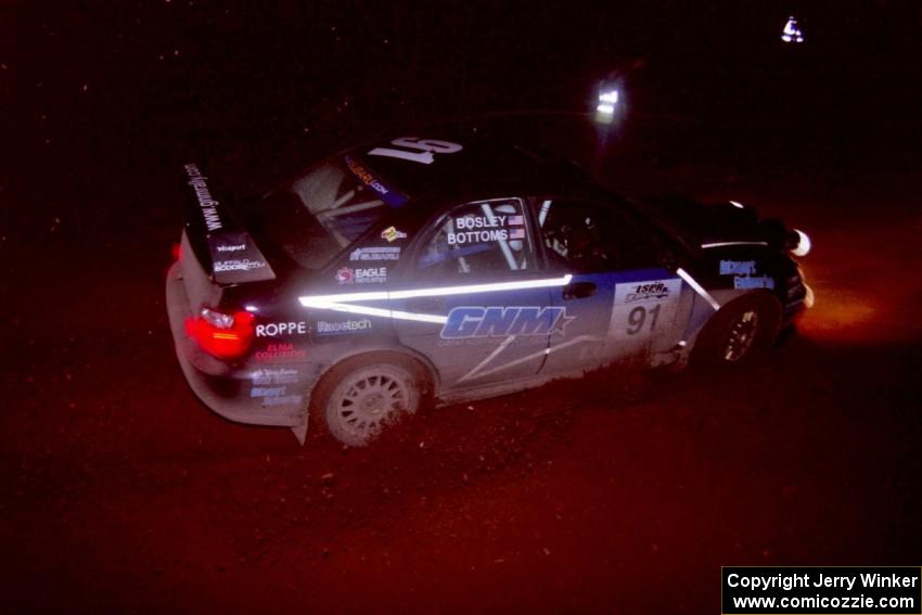 The Jonathan Bottoms / Carolyn Bosley Subaru WRX STi goes through an uphill left near the finish of Echo Lake 2.