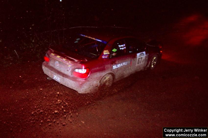 The Bryan Pepp / Jerry Stang Subaru WRX goes through an uphill left near the finish of Echo Lake 2.