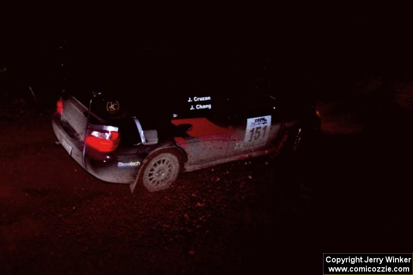 The Josh Chang / Jeff Cruzan Subaru WRX STi goes through an uphill left near the finish of Echo Lake 2.