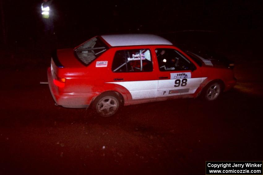 The Mike Merbach / Jeff Feldt VW Jetta goes through an uphill left near the finish of Echo Lake 2.