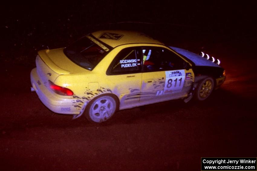 The Jaroslaw Sozanski / Kazimierz Pudelek Subaru Impreza goes through an uphill left near the finish of Echo Lake 2.