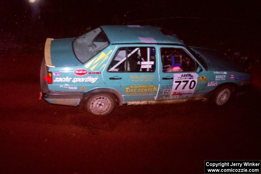 The Miles Bothee / Ben Slocum VW Jetta goes through an uphill left near the finish of Echo Lake 2.