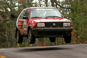 Paul Koll / Matt Wappler catch nice air at the midpoint jump on Brockway 1, SS11, in their VW GTI.