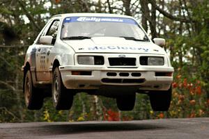 Colin McCleery / Nancy McCleery	catch nice air over the midpoint jump on Brockway 1, SS11, in their Merkur XR-8.