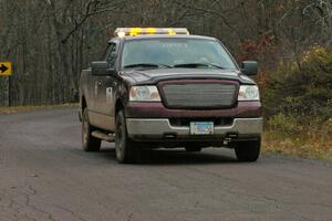 One of the sweep trucks after the running of SS15, Gratiot Lake 2.