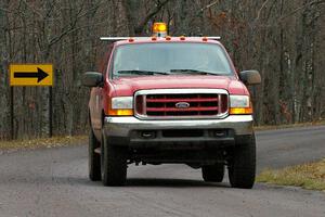 One of the sweep trucks after the running of SS15, Gratiot Lake 2.