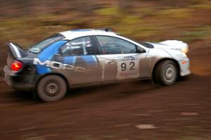 Paul Dunn / Bill Westrick set up to enter the first corner of Gratiot Lake 1, SS15, in their Dodge SRT-4.