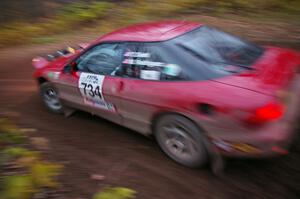 Tom Diehl / Mike Rodriquez blast through the first corner of Gratiot Lake 2, SS15, in their Ford Probe GT.