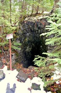 Closed mine entrance at Nonesuch Falls