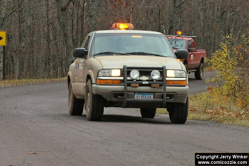 One of the sweep trucks after the running of SS15, Gratiot Lake 2.