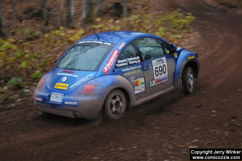 Kenny Bartram / Dennis Hotson at the first corner of Gratiot Lake 2, SS15, in their Volkswagen Beetle.