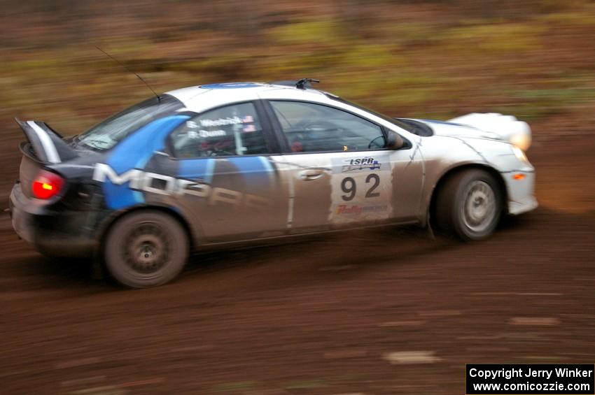 Paul Dunn / Bill Westrick set up to enter the first corner of Gratiot Lake 1, SS15, in their Dodge SRT-4.